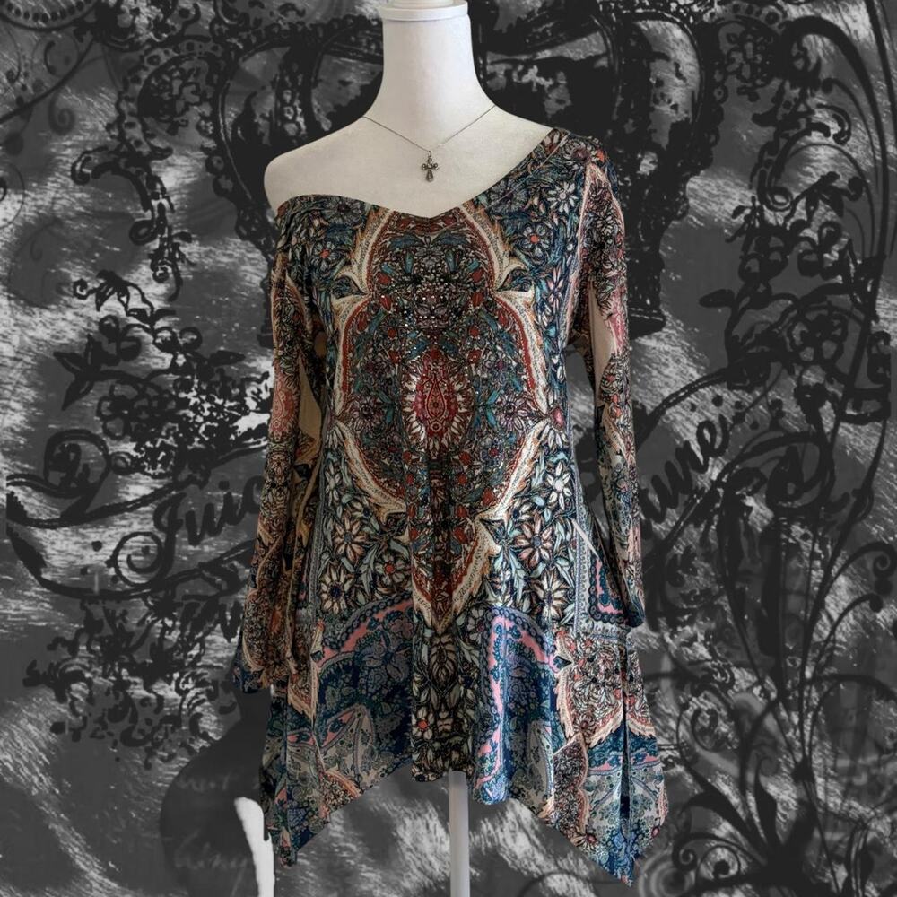 intricate botanical tapestry baroque paisley boho fairy top